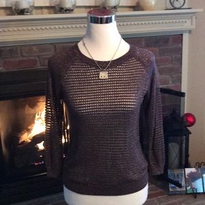 Express Brown and rose gold thread sweater Small